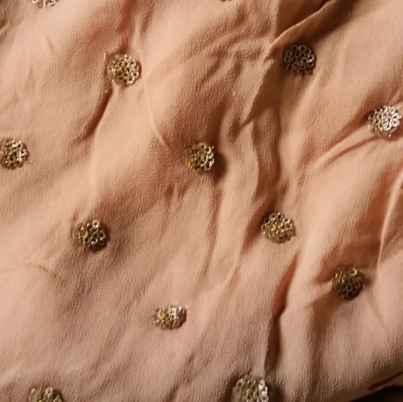Light peach Pure chiffon sequin motif fabric /saree - Picture 4 of 5
